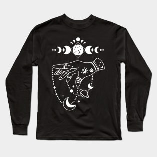 Aesthetic Halloween Witch Lover Moon Creepy Witchy Long Sleeve T-Shirt